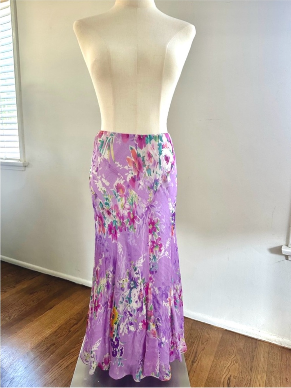 90s Ralph Lauren Floral Maxi Skirt Lavender Purple Pink Cottagecore Prairie XS